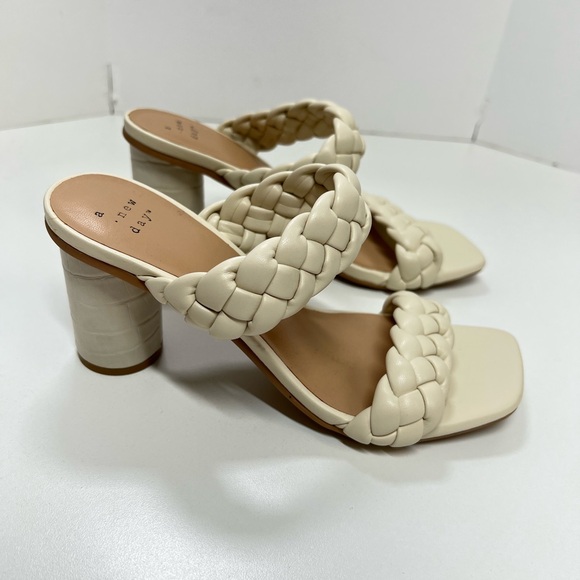 A New Day Women's Basil Mule Heels in Cream NEW Size 6 Braided Heeled Sandals - Picture 9 of 9